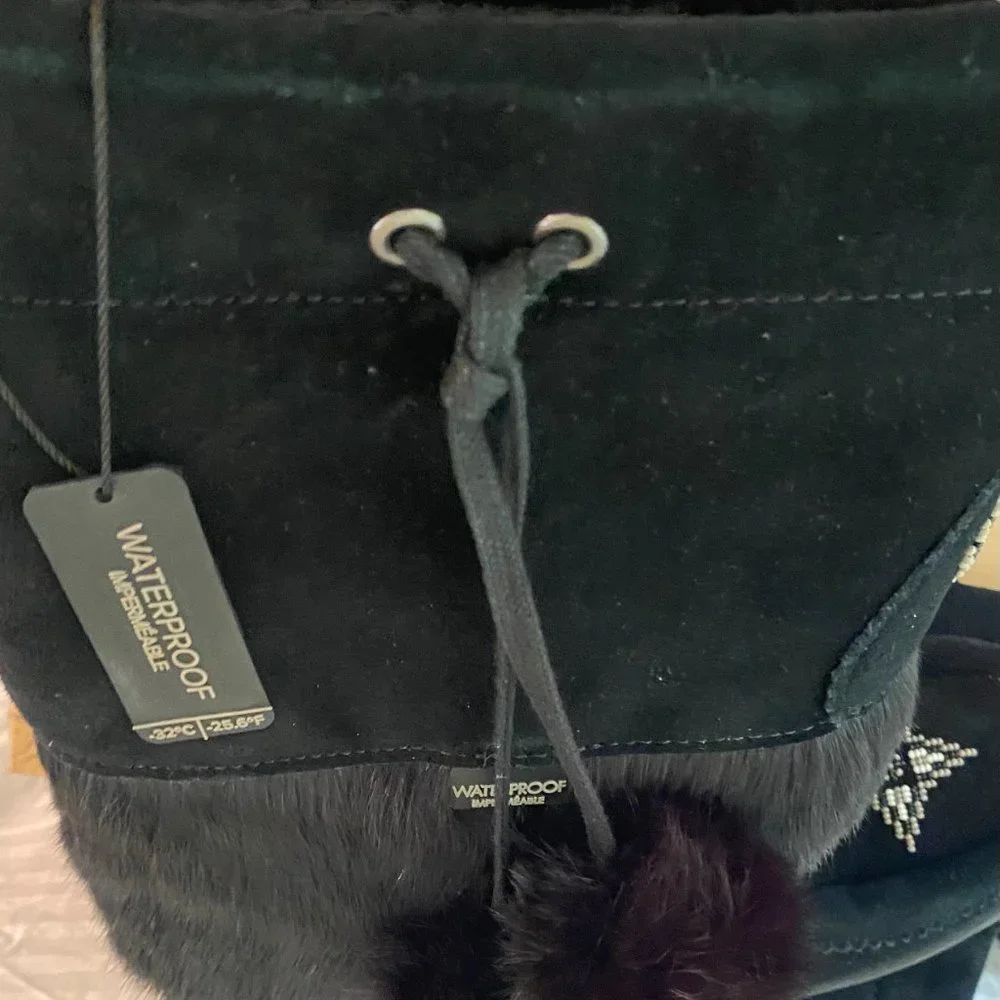 MANITOBAH MUKLUKS CANADA SNOWY OWL WATERPROOF BLACK WINTER HIGH FASHION BOOT 8 - Picture 4 of 16
